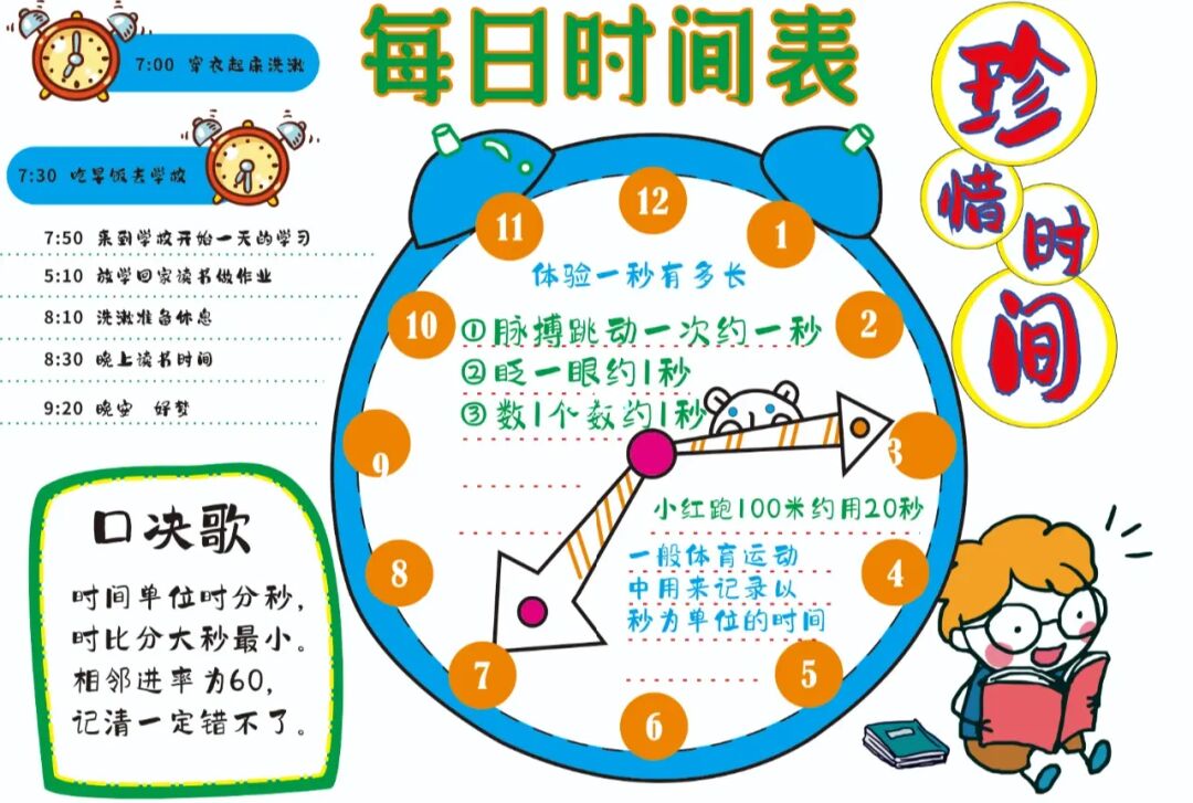 珍惜时间手抄报-附可打印线稿