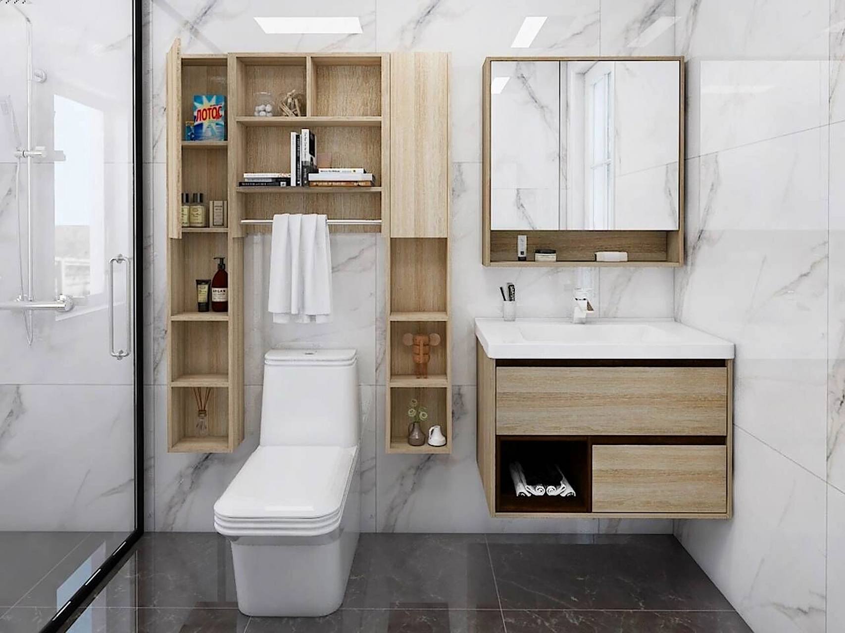 浴室柜效果图出来了,好看不? 这样风格的浴室柜,好看不好看?