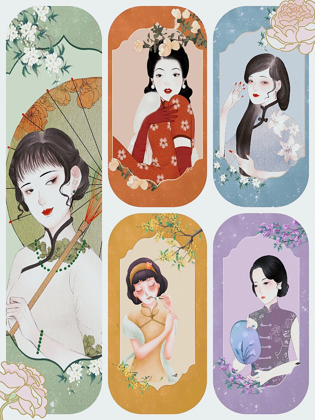 五色美人复古民国风壁纸