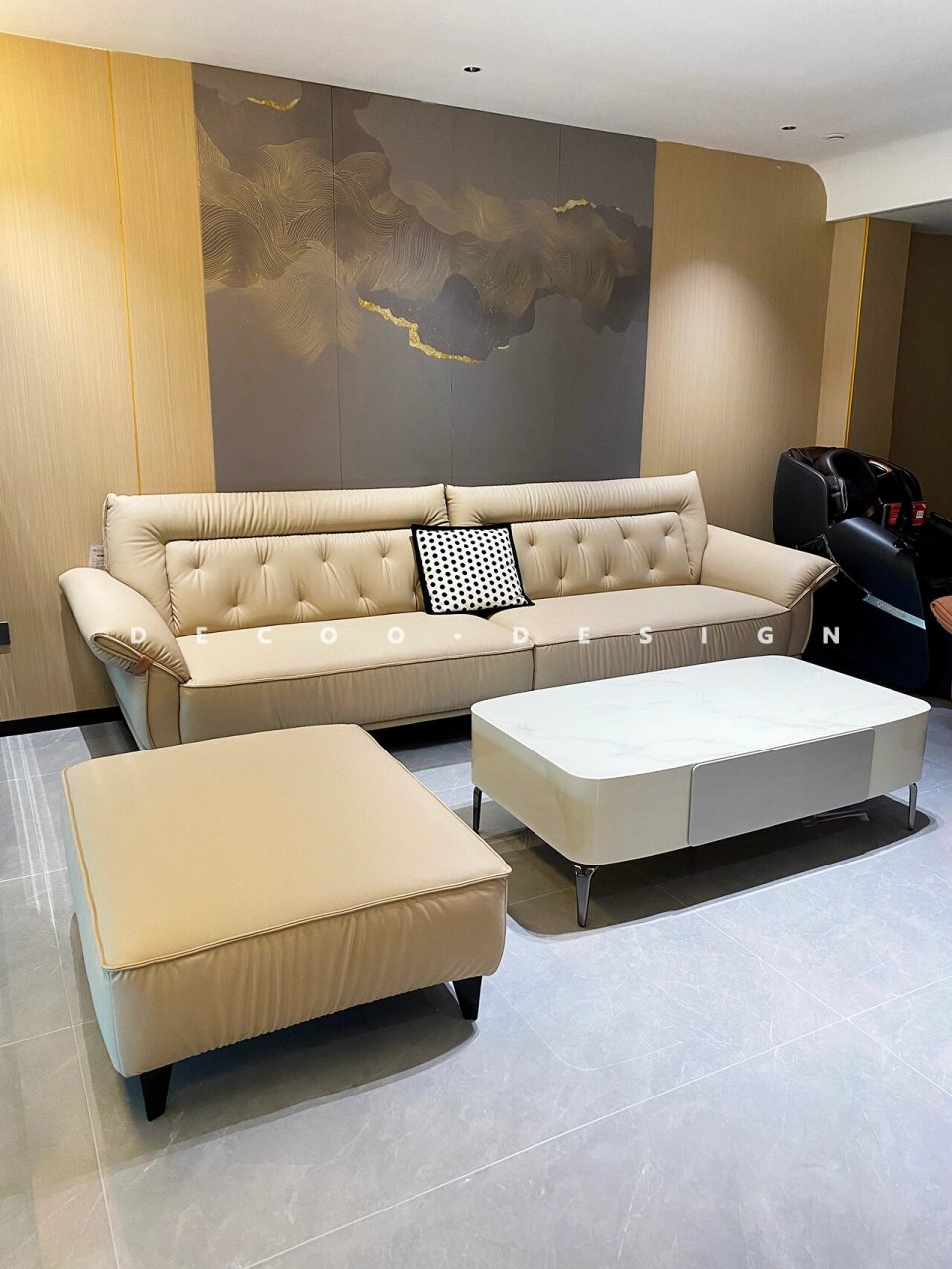 轻奢风,长辈看了直夸的卡其色客厅沙发06 迪卡沙发入户实拍91原图