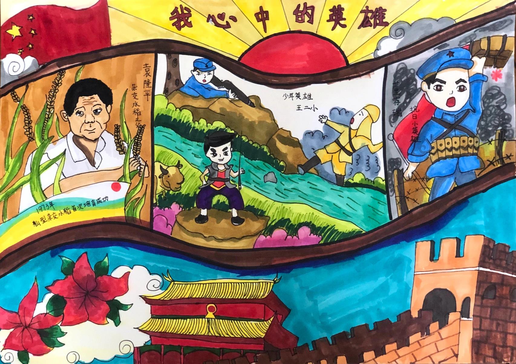 我心中的英雄 红色英雄 儿童主题画 最后一张z学生得奖作品,优秀