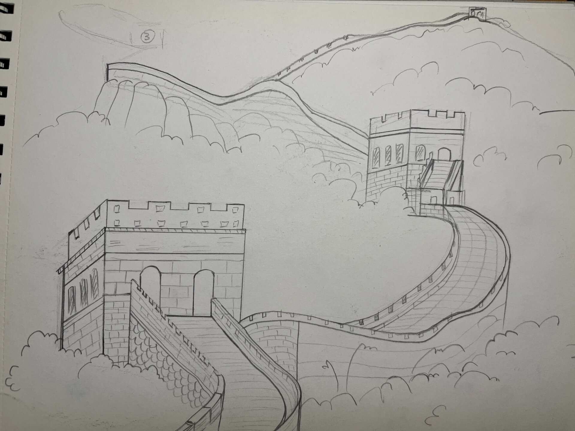 长城手绘步骤图