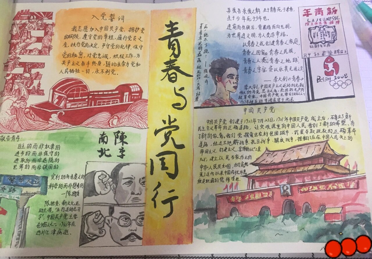 青春与党同行手抄报