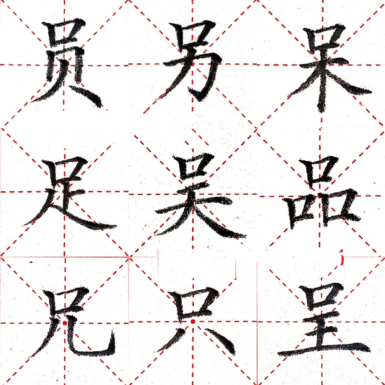 硬笔楷书 | 口字旁97建议收藏 97口字旁例字合集,准备写点偏旁