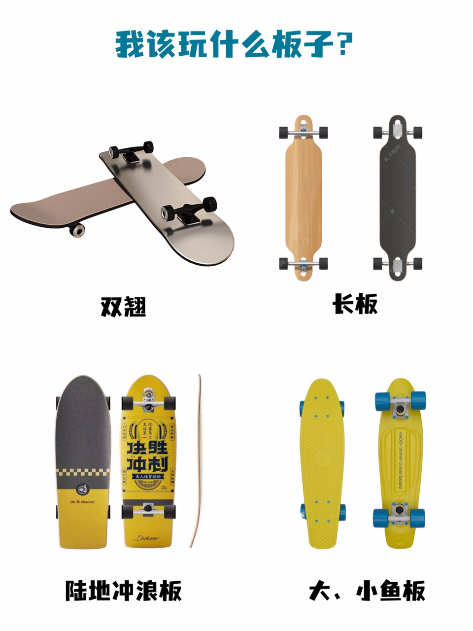 新手该如何选择 现在玩的比较多的4种滑板,给大家介绍一下难度以及