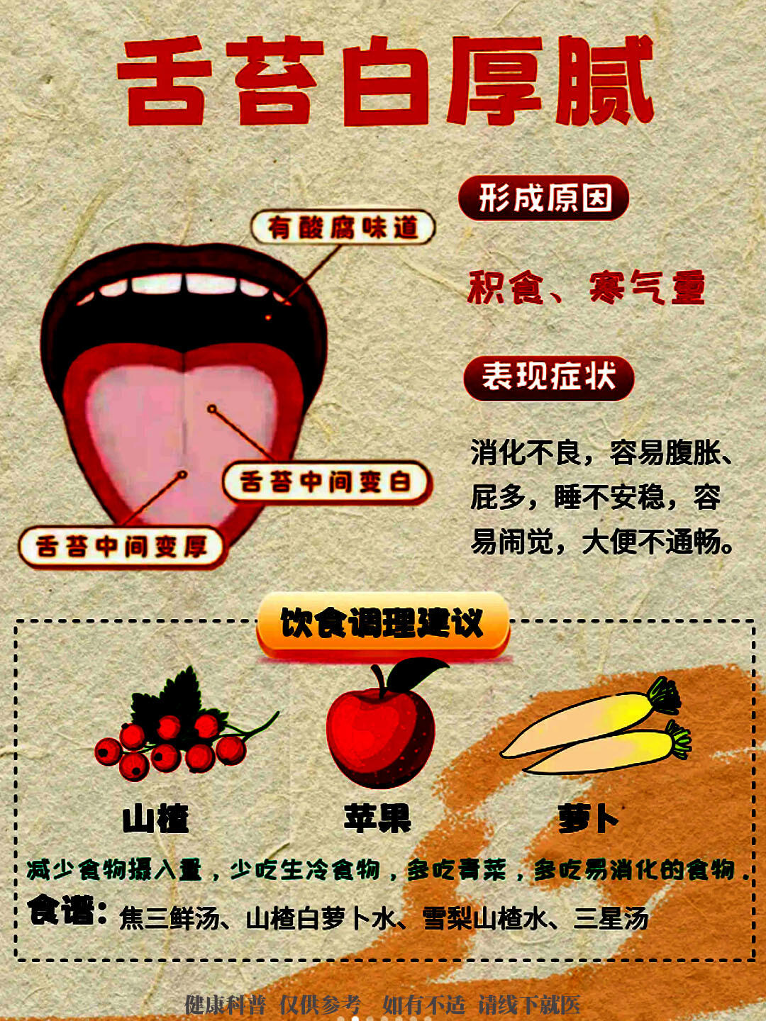 舌苔白厚腻 舌苔白厚腻是一种常见的中医症状,它通常反映了体内的湿热