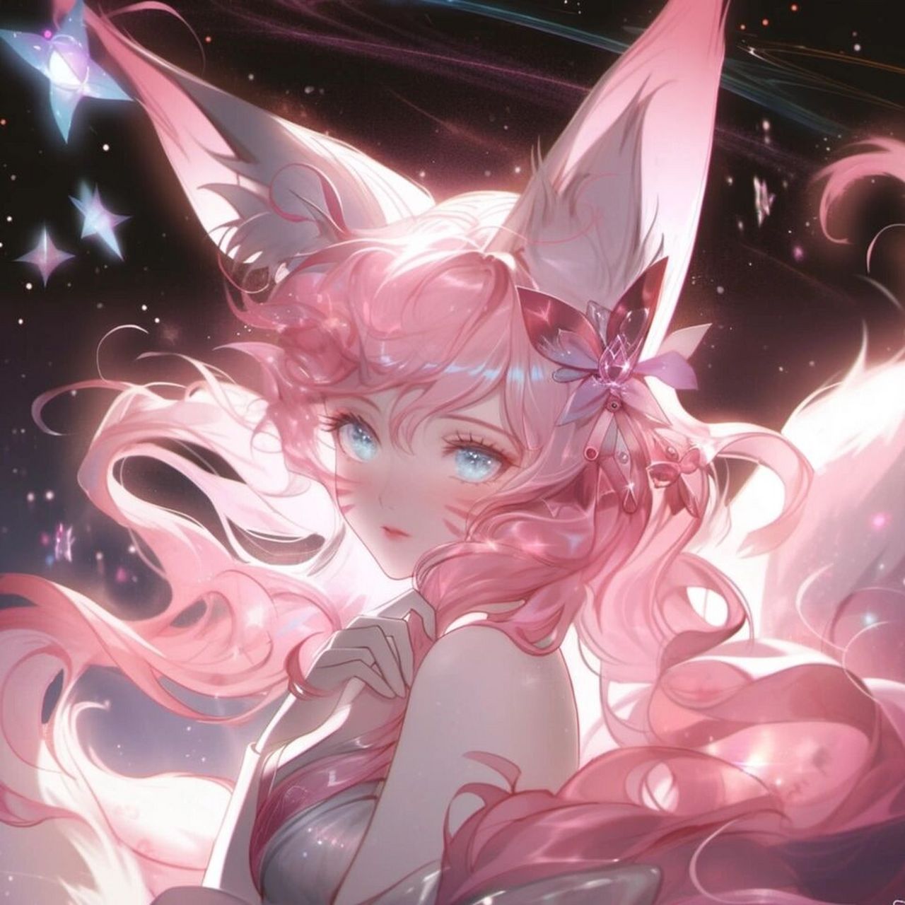 青丘白狐丨光绘风头像,甜美