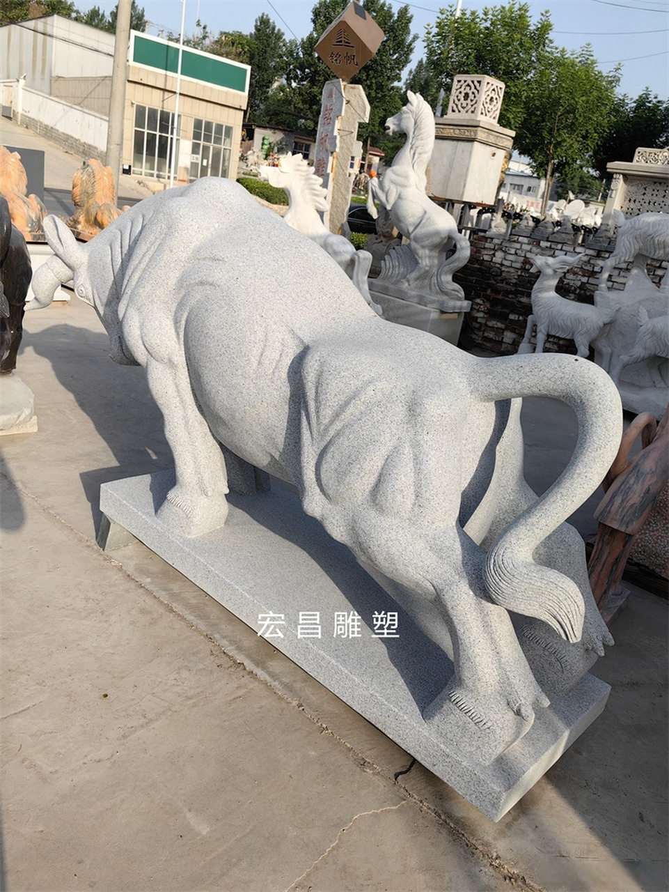 石牛摆件石雕青石花岗岩奋斗开荒牛村口公园石刻招财十二生肖牛#石雕