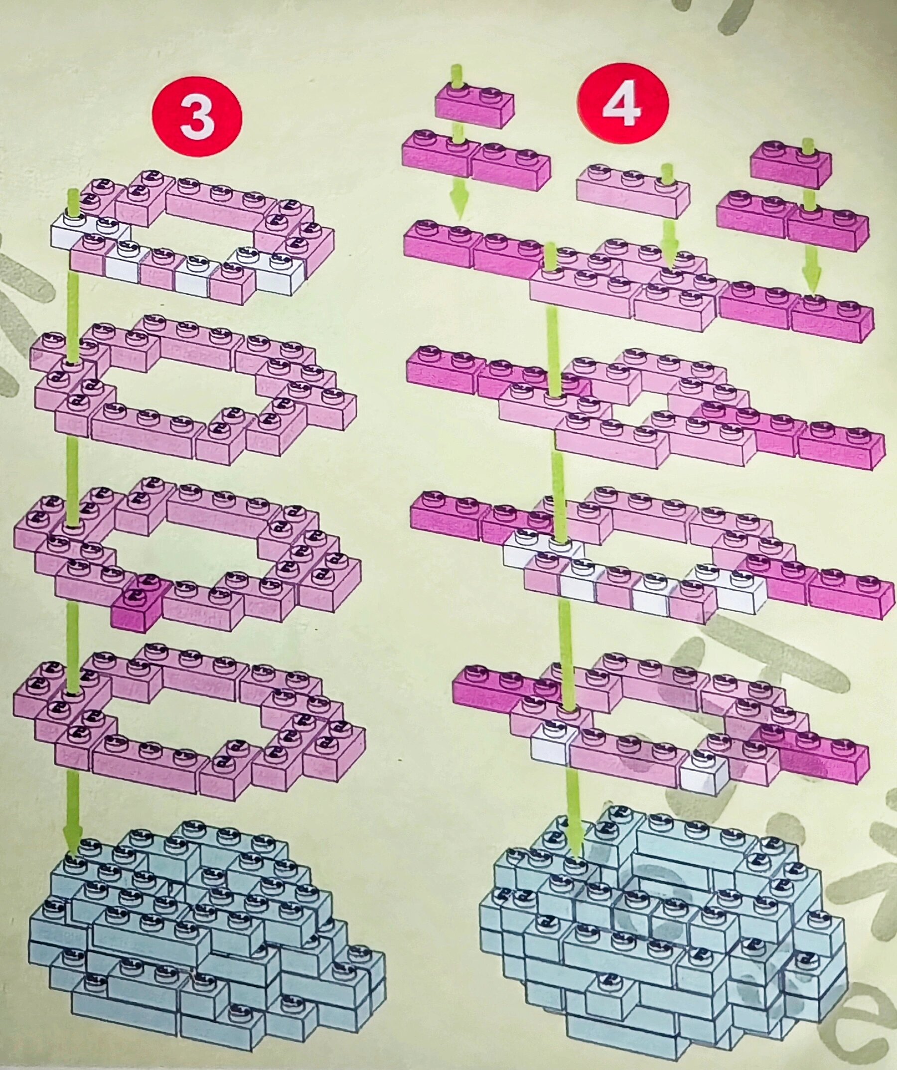 清晰版粉色暴力熊积木拼接图纸分享 一  迷你型站姿坐姿粉色暴力熊