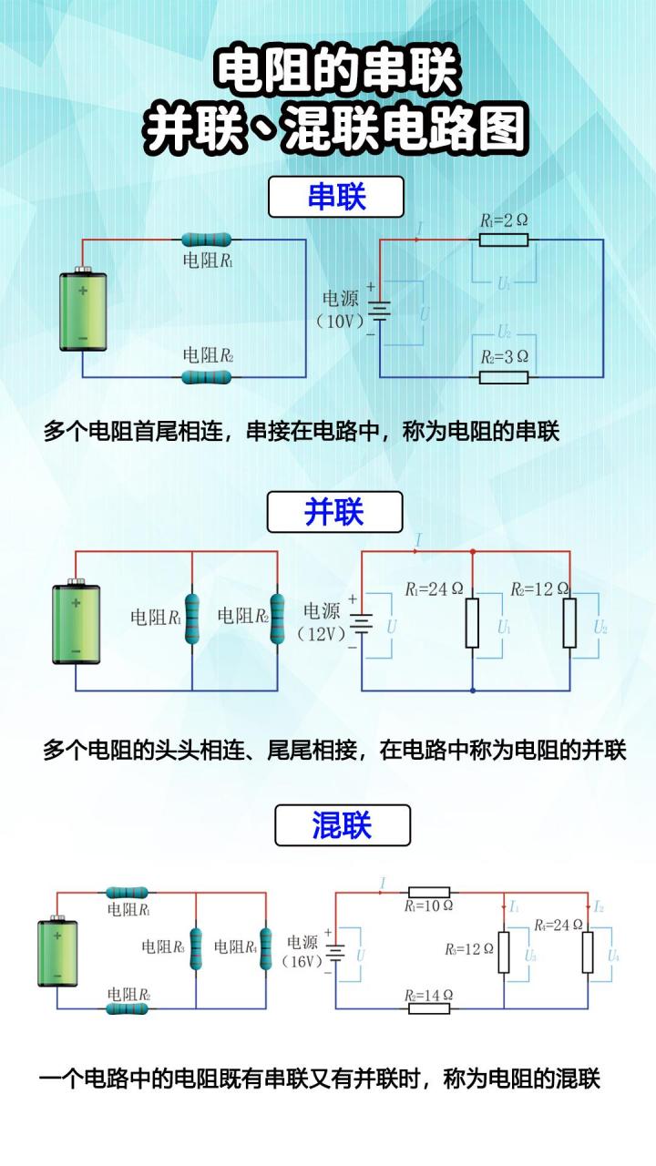 灯泡和电阻的串联,并联,混联电路图