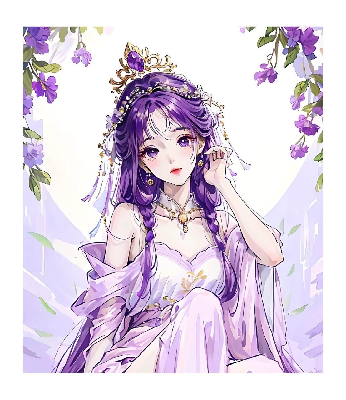 繁花拟人系列41566丨古风少女头像壁纸 本期:紫色鸢尾花90 关