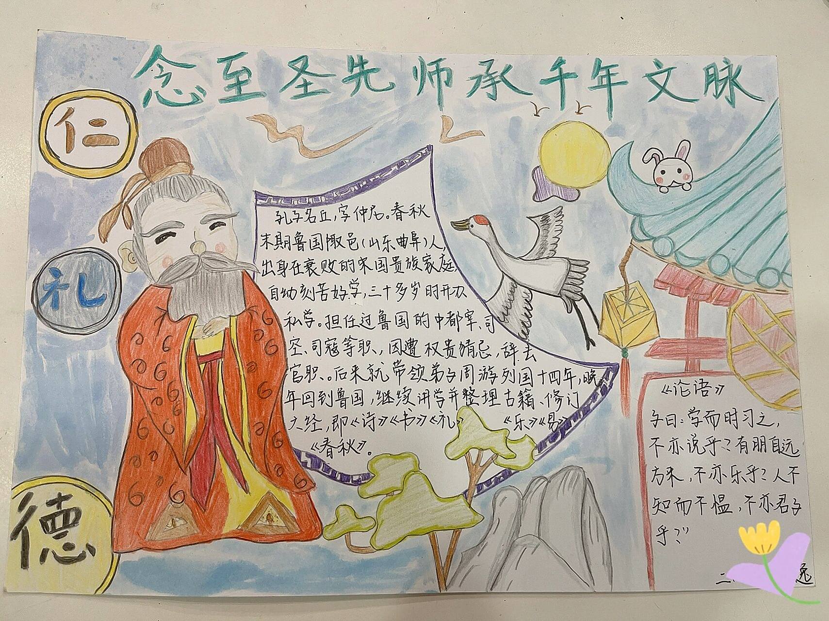 孔子主题手抄报 第一周的周末手抄报来啦
