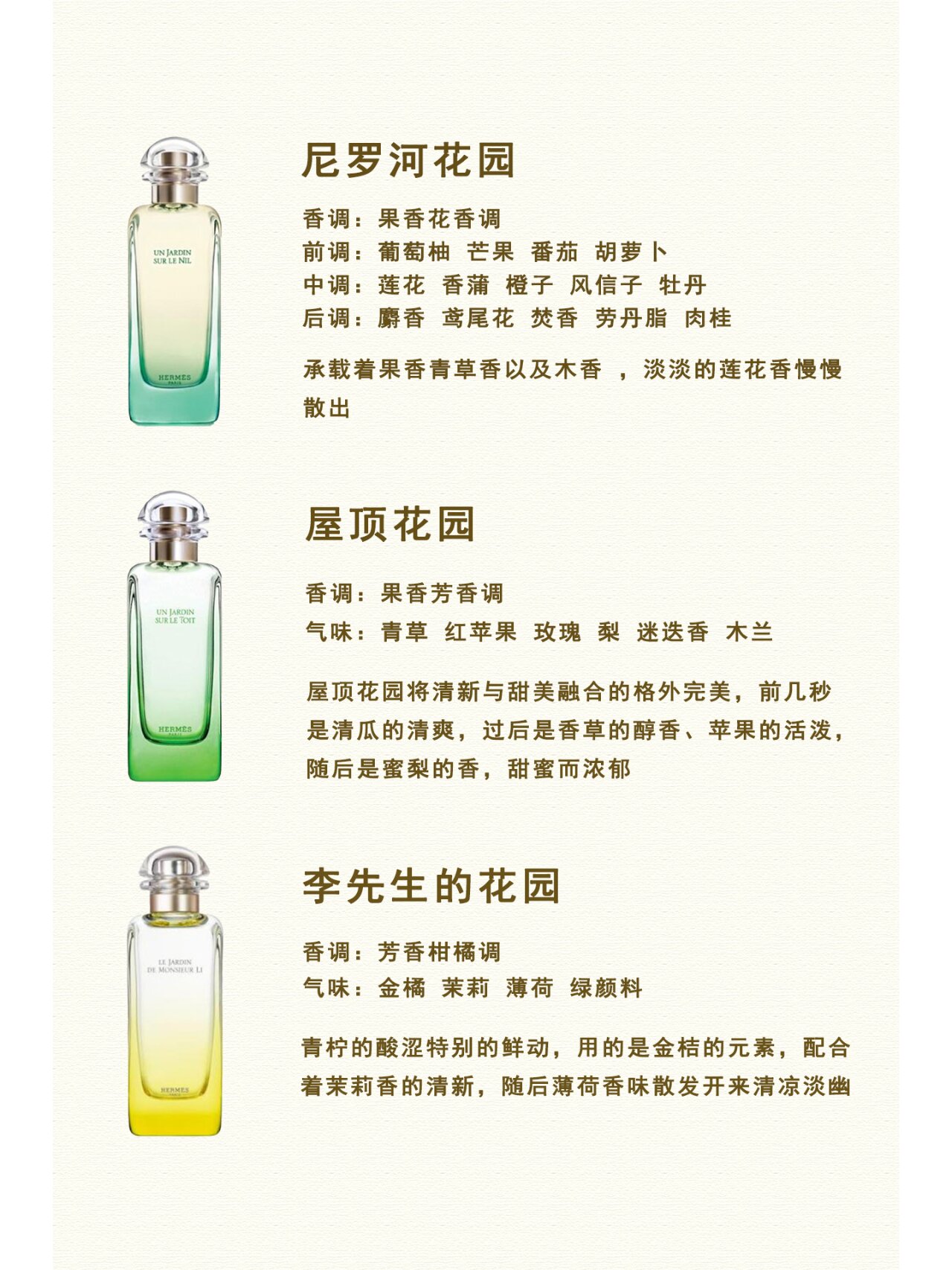 hermes爱马仕花园系列香水 夏日推荐香型?