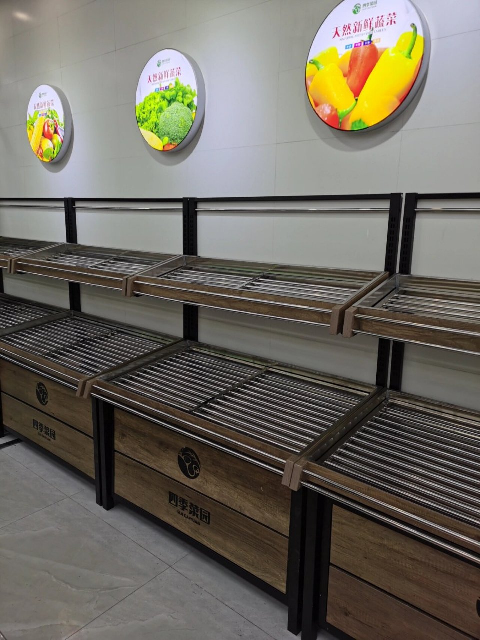 生鲜店蔬菜架水果架钱大妈款猪肉分隔台杀鱼 生鲜店一站式货架收银台