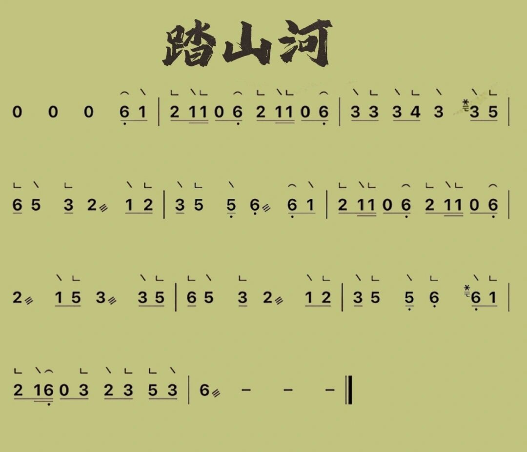 古筝简易曲谱《踏山河》