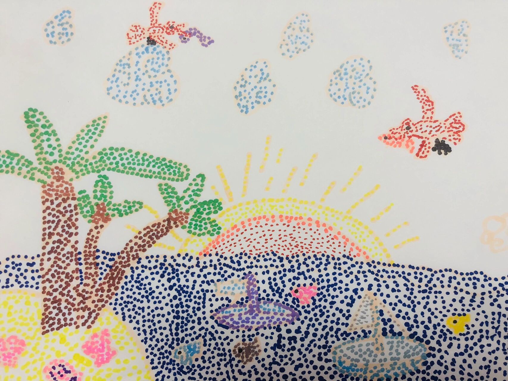 苏少版小学美术三年级上 《点彩游戏》学生课堂作业