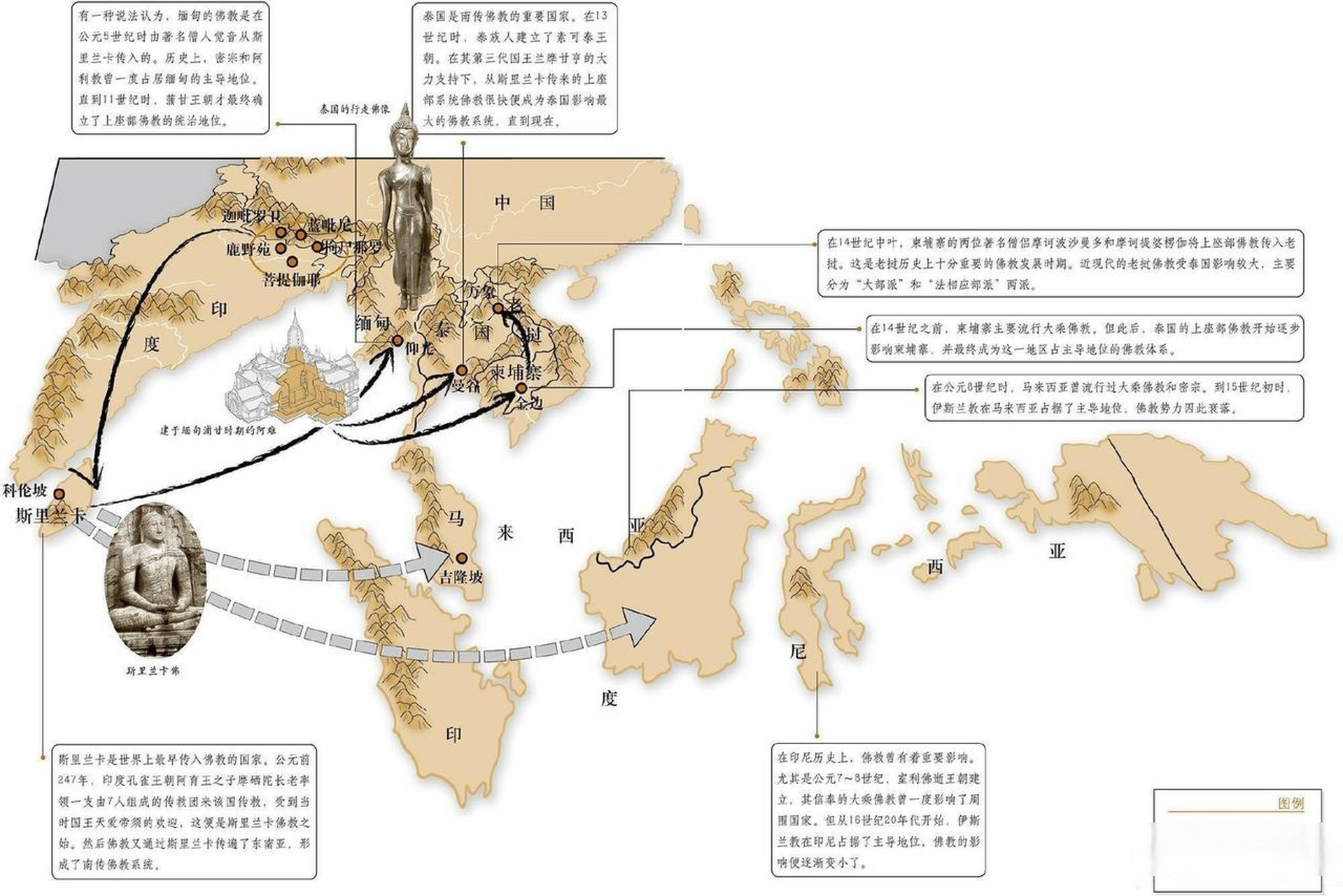 佛教的分布范围和传播路径图历史佛教 佛教产生于古代印度,公元前3世