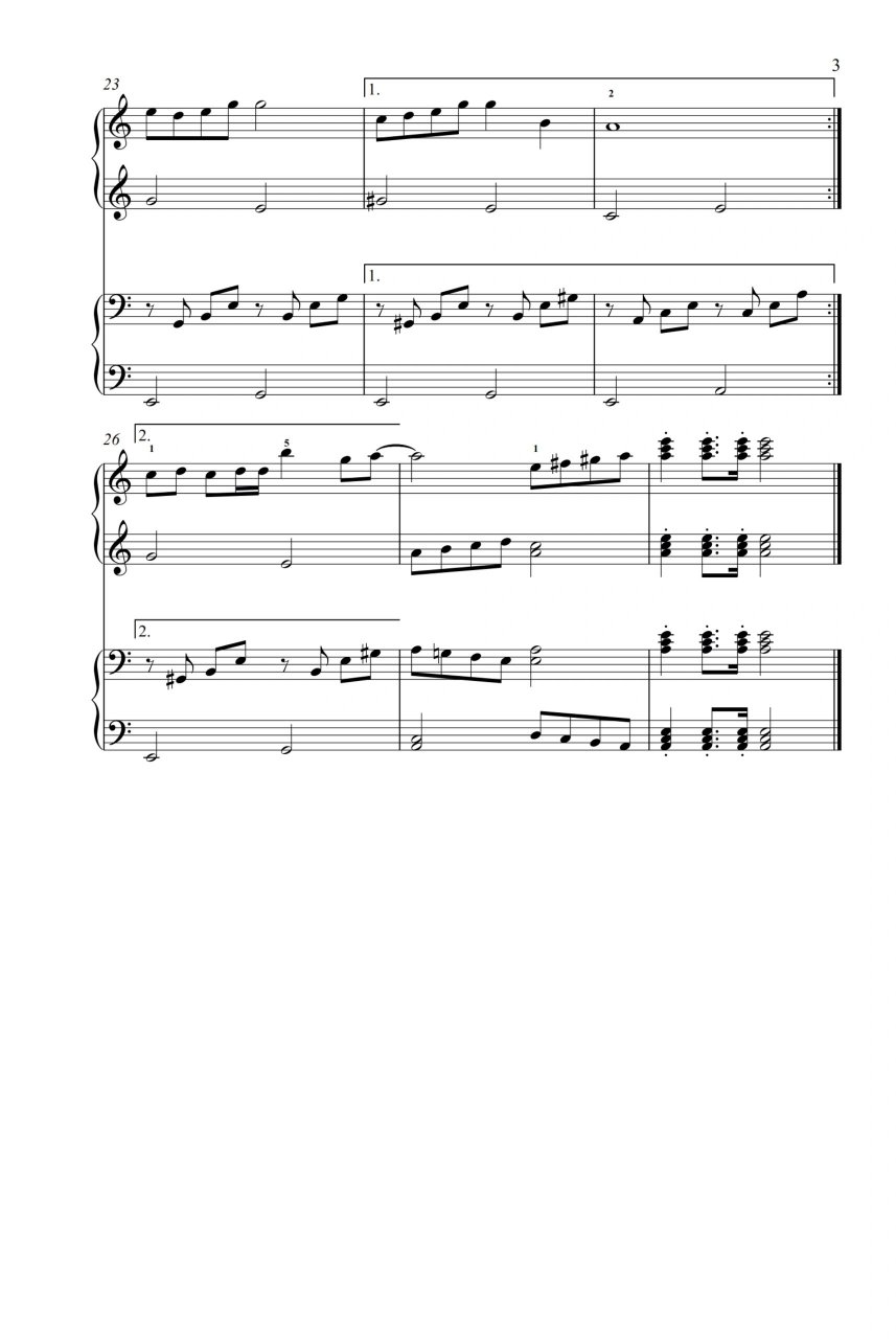 西游记主题曲《白龙马》四手联弹钢琴谱分享 分享一首简单好听的四手