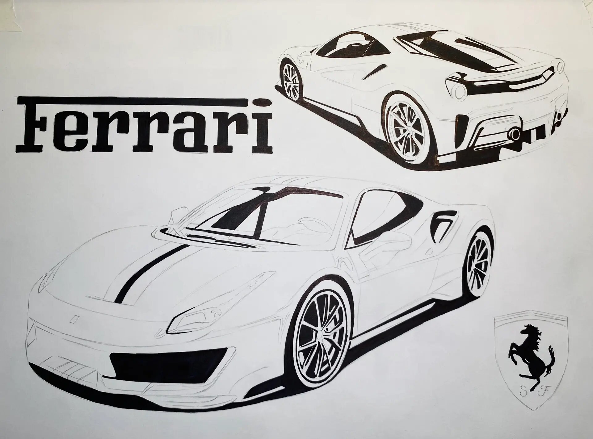 快来!跟我一起画法拉利488pista