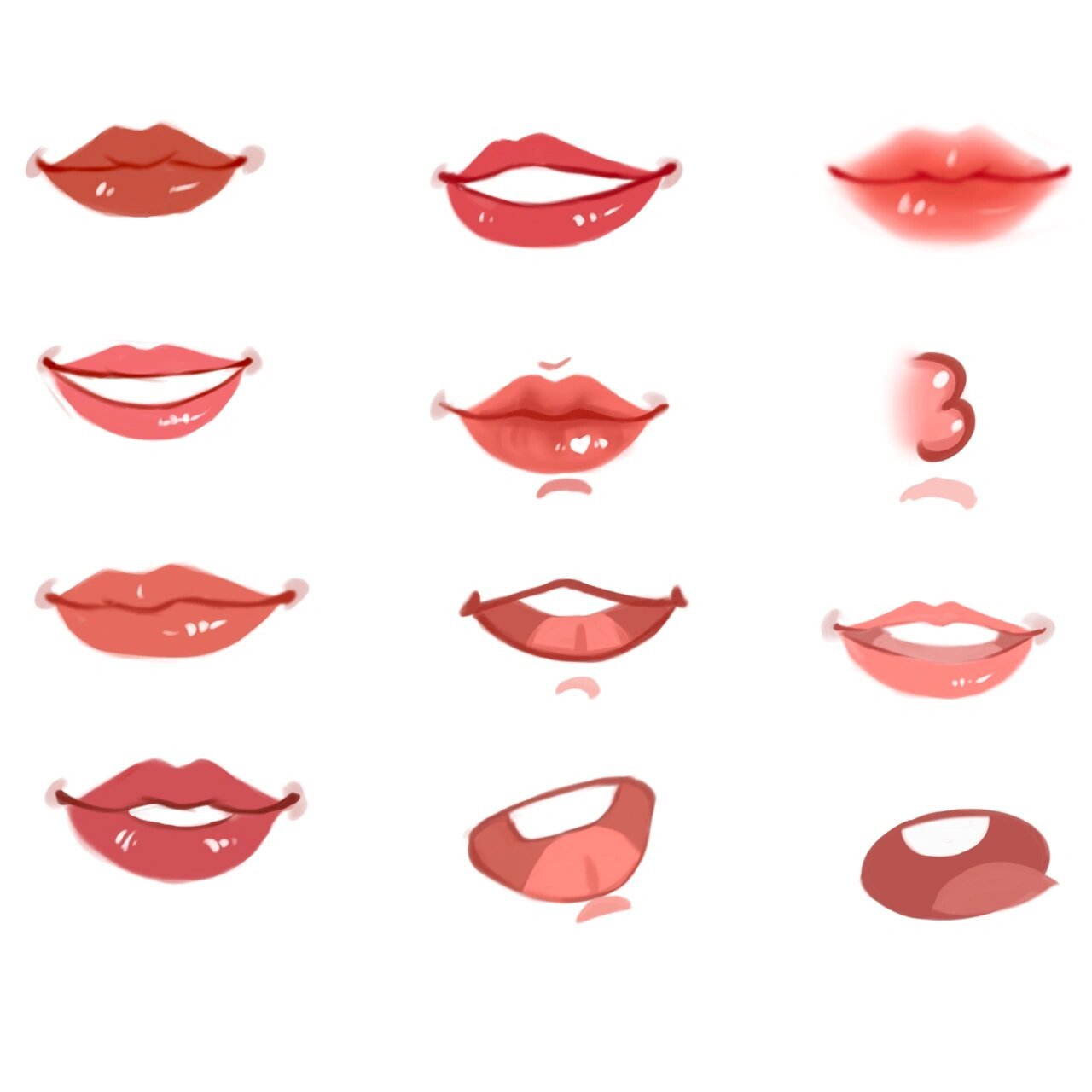 卡通q版头像嘴巴绘画临摹素材procreate教程 有手就会画系列,嘴巴临摹