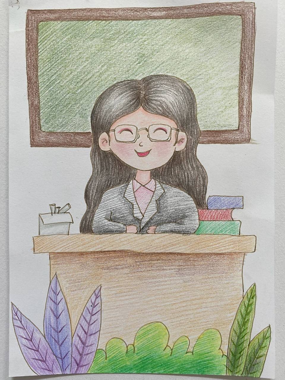 温柔的美女老师 简笔画 女老师简笔画 教师节简笔画
