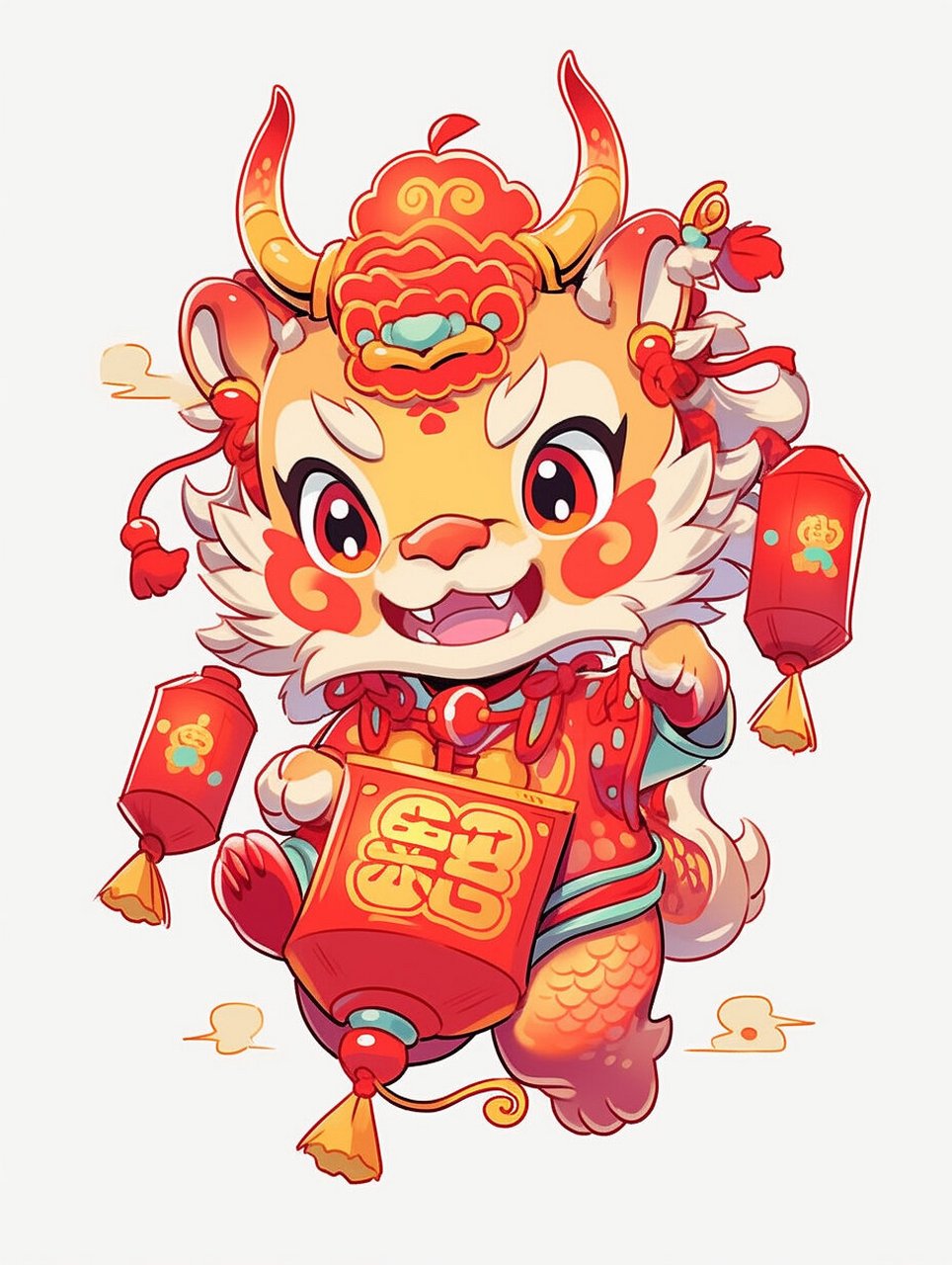喜庆卡通龙年插画/可爱小龙形象/龙年ip 商用需授权!