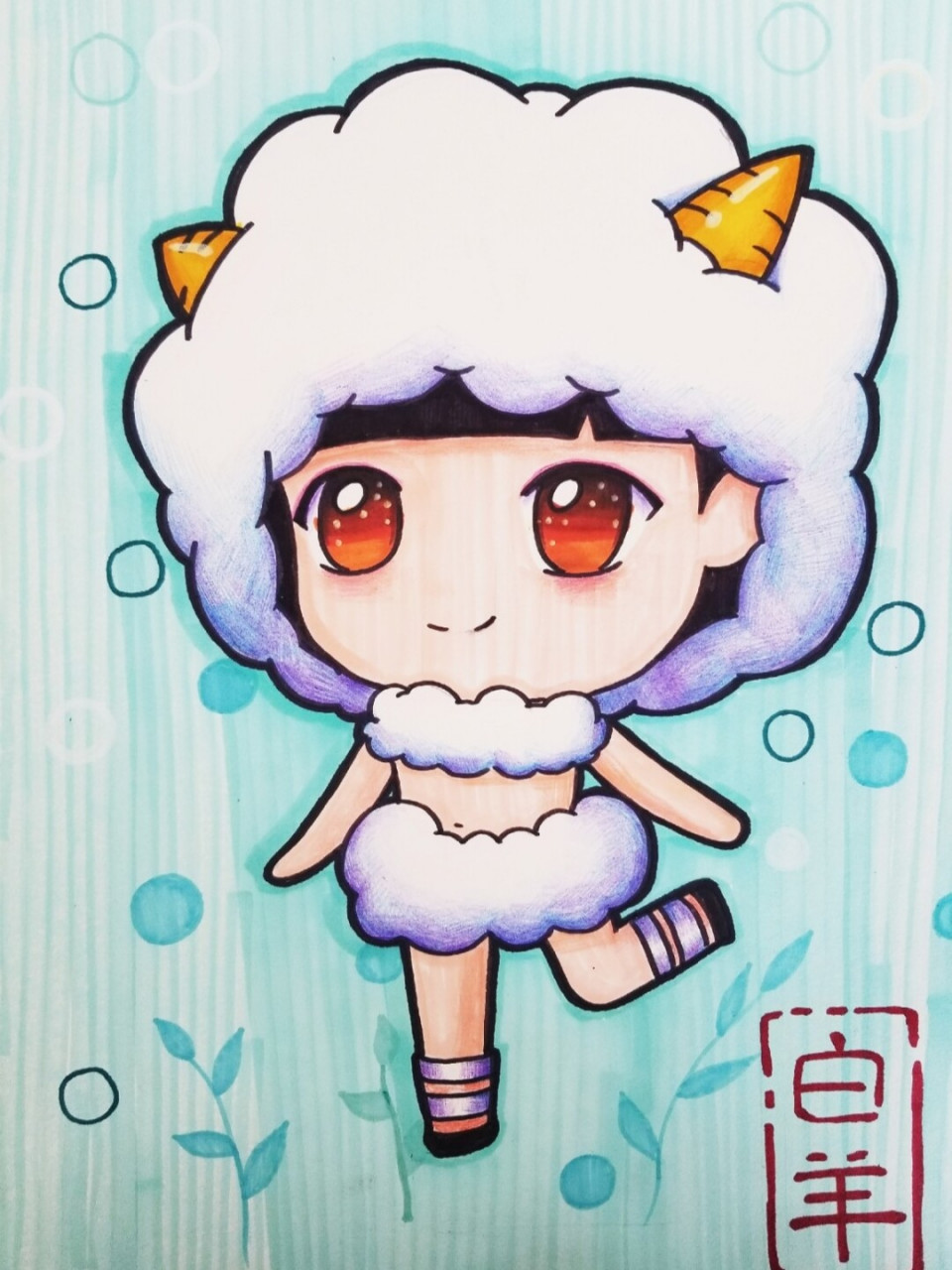 马克笔动漫 马克笔动漫#动漫星座#白羊座#彩铅动漫#卡通人物#卡通画