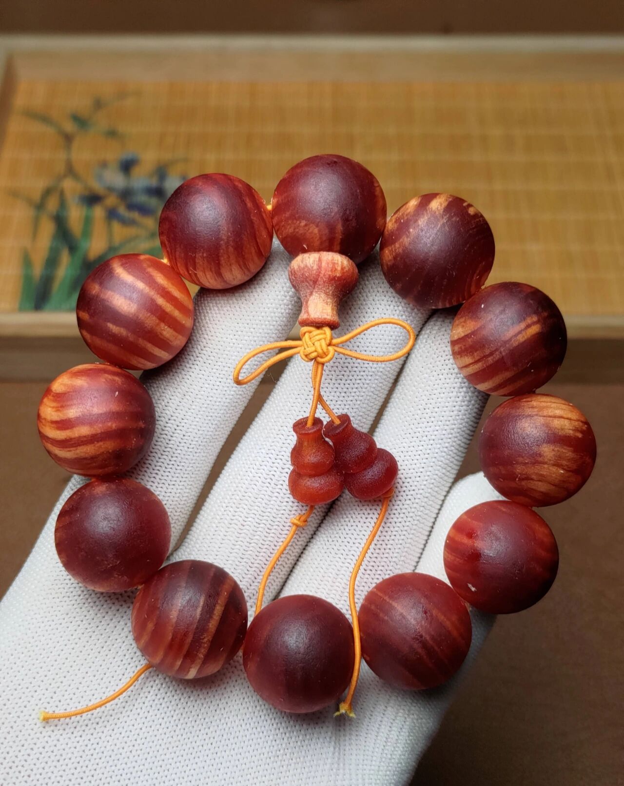 帝王血龙木高透光佛珠手串