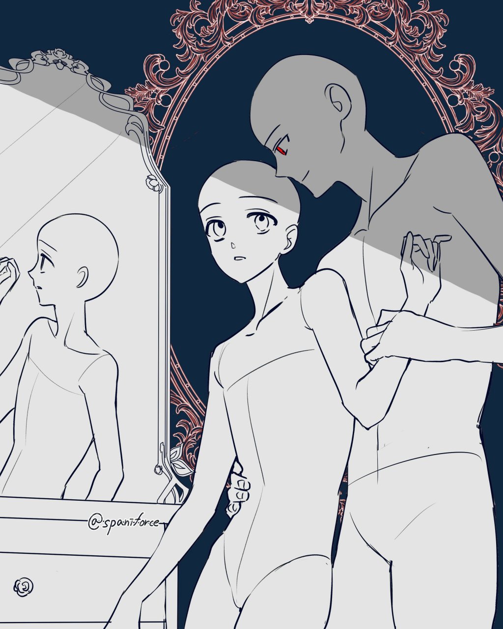 禁锢的爱~哥特式暗黑「剧情向」双人模板#绘画参考##遇见艺术