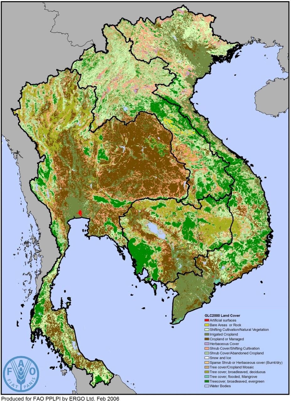 泰國越南老撾柬埔寨土地利用地圖2000