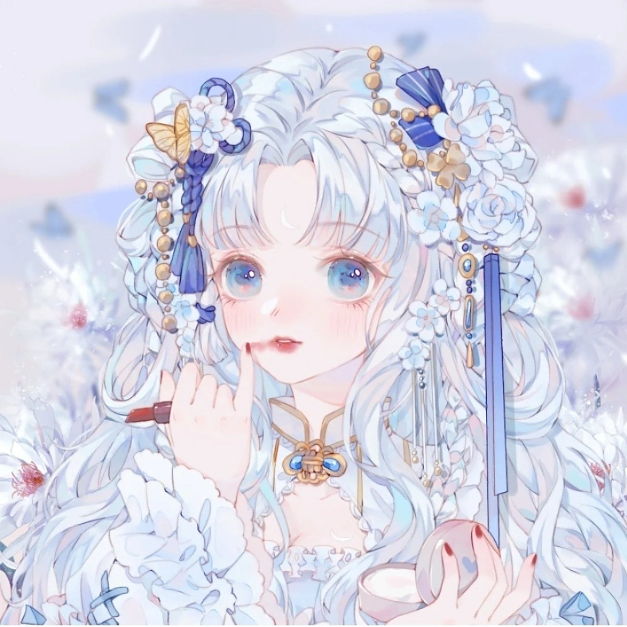 蓝色系 二次元 女生头像 古风 温柔 白月光