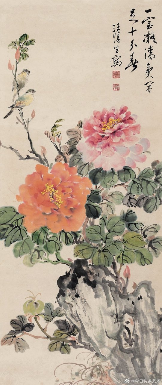 画家汪溶花鸟画 汪溶(1896年—1972年,字慎生,安徽歙县人