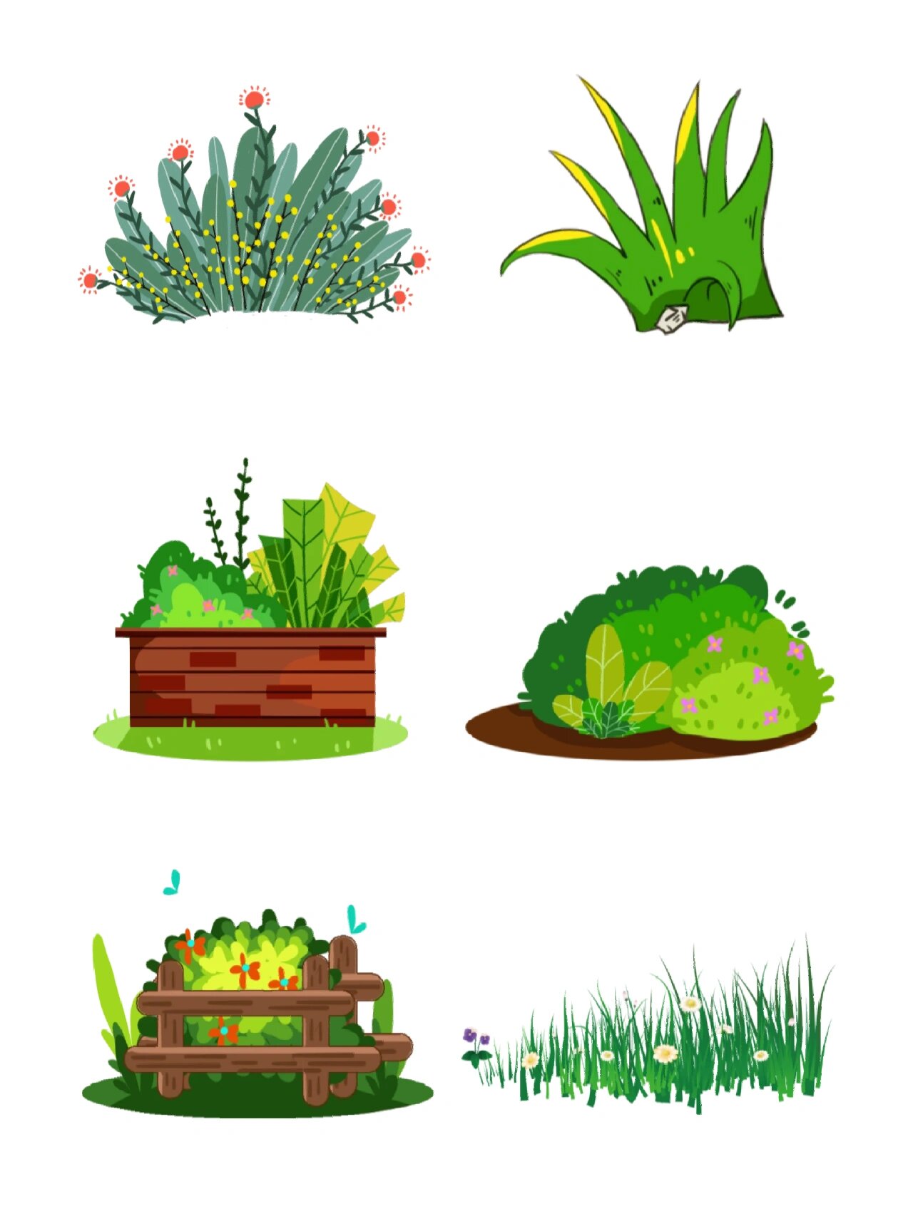 『草丛花丛』24款植物手绘手帐插画素材