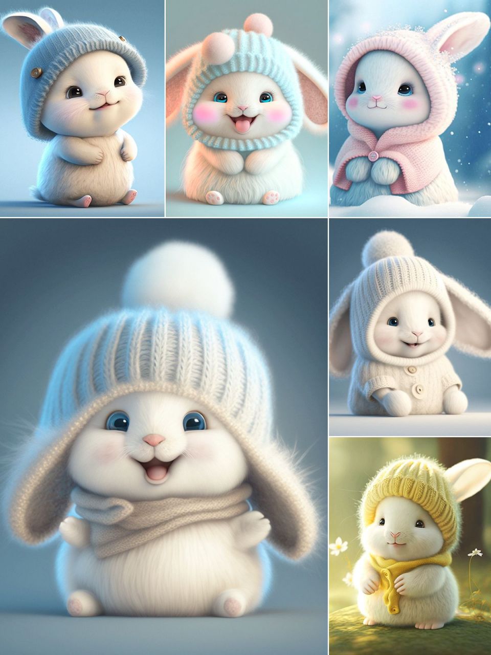 软萌兔开启暖萌过冬模式 天空飘着雪绒绒,身上裹着