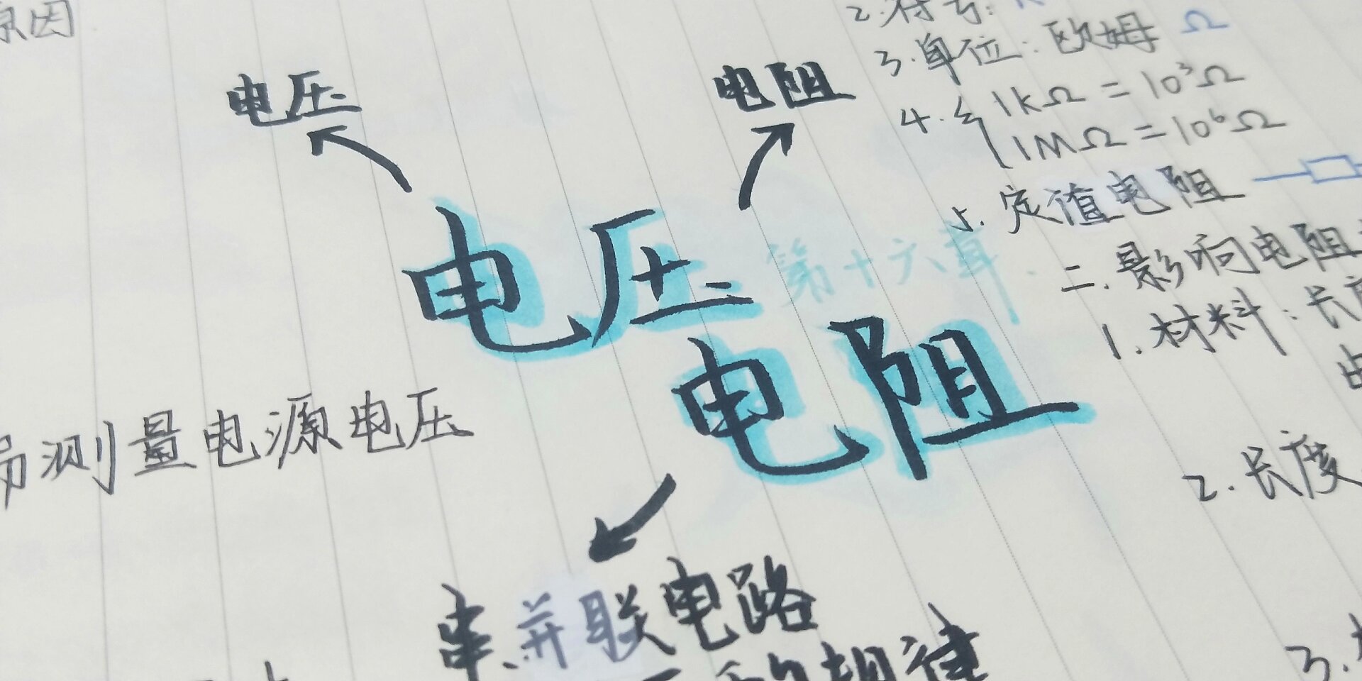 九年级物理 第十六章 电阻电压 思维导图