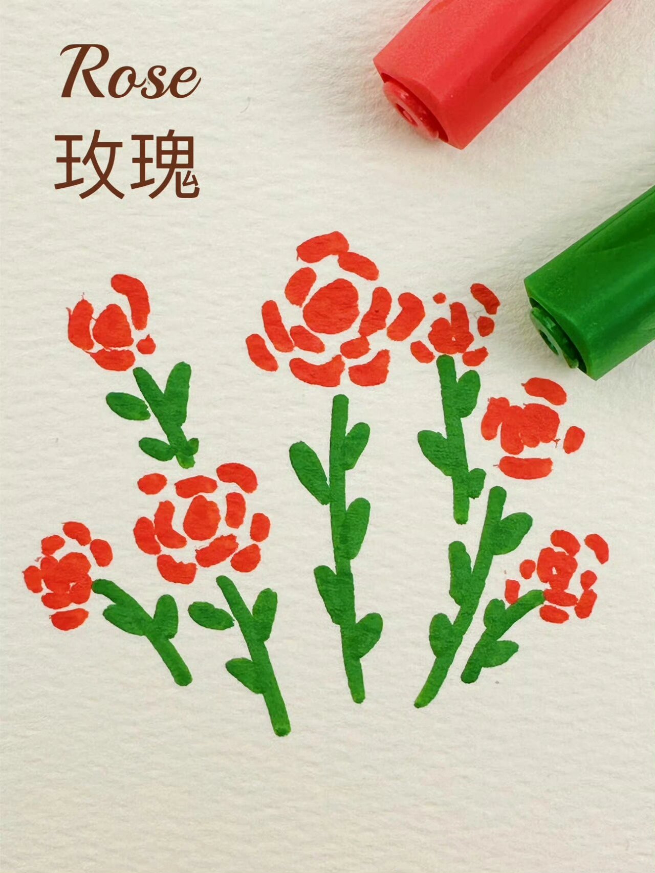 丙烯马克笔手绘 9种花卉儿童简笔画