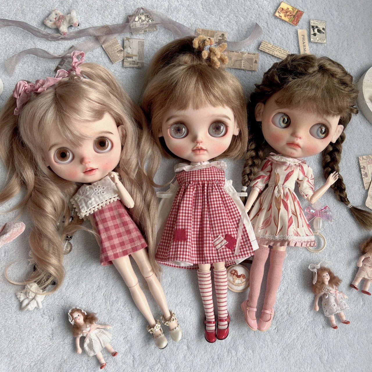 粉红色的真人风blythe小布娃娃 困在家里第七天,除了画图就是摸鱼玩