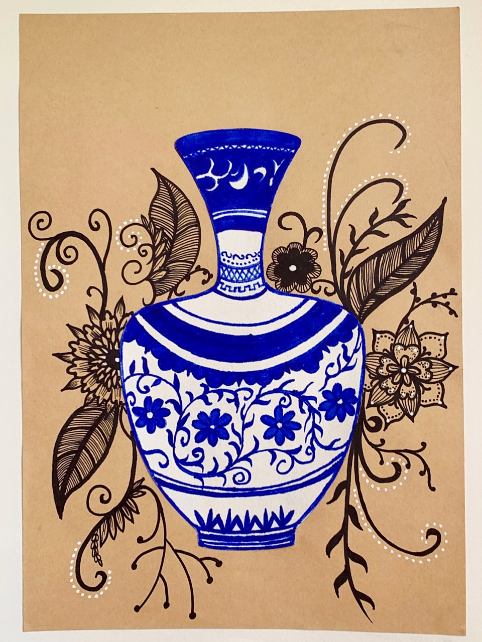 青花瓷 儿童简笔画 青花瓷