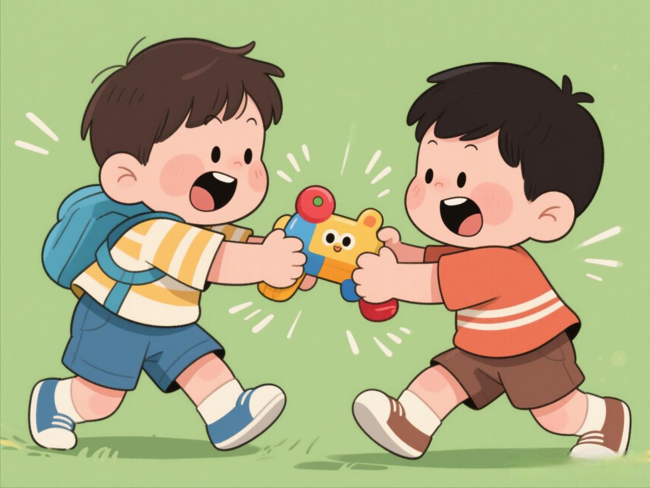 我家孩子和小伙伴们正玩得开心,突然,一阵哭闹声打破了和谐