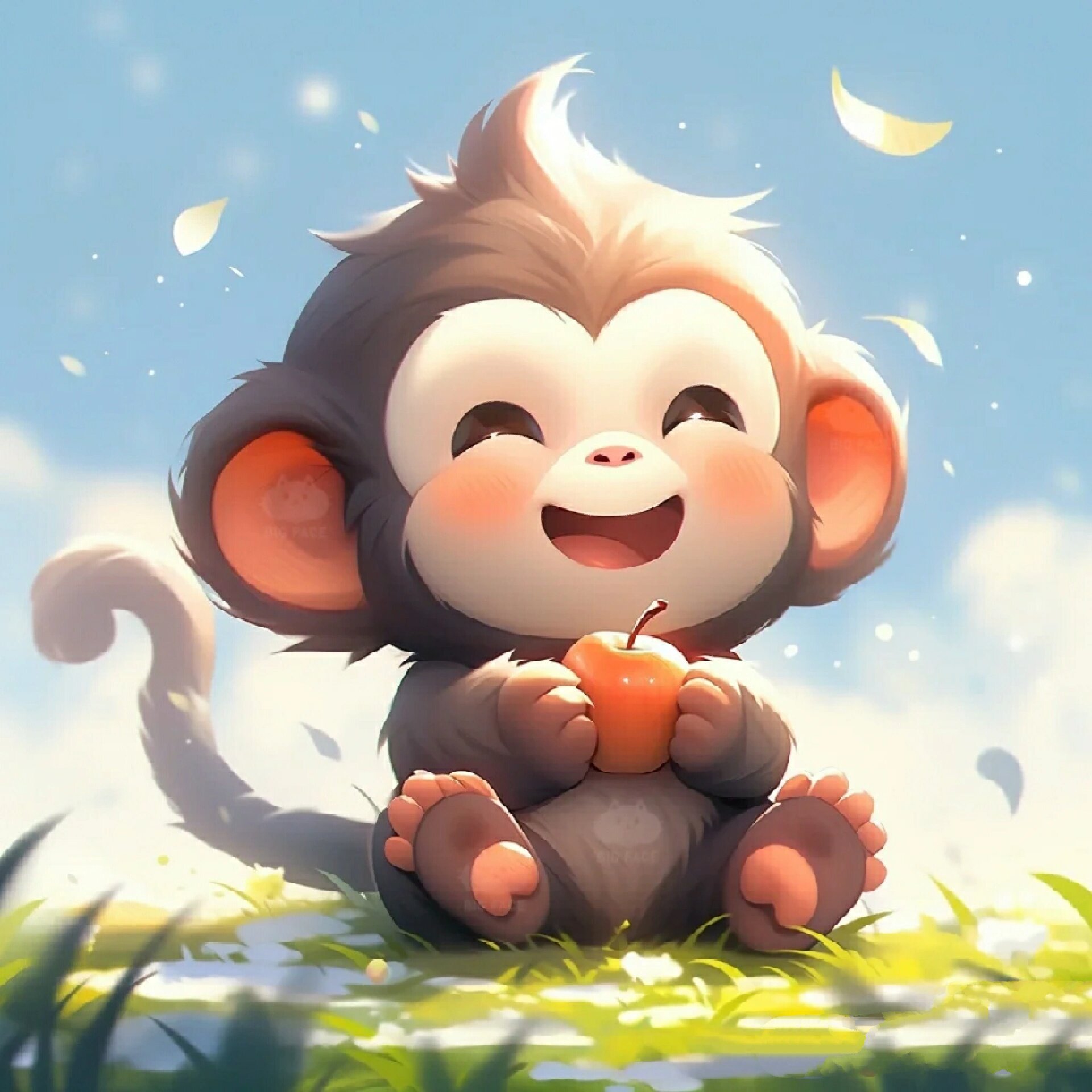 小动物头像系列猴子,之《苹果小猴》