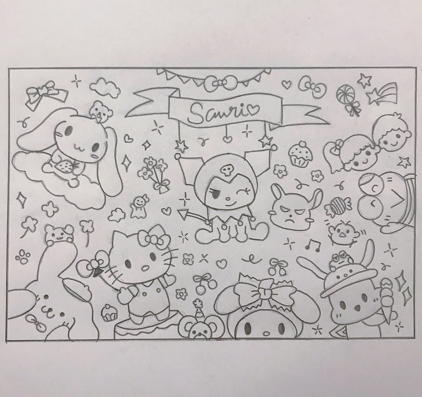 简笔画92|三丽鸥小可爱们 库洛米必须是主角 稳稳c位 自己添加了