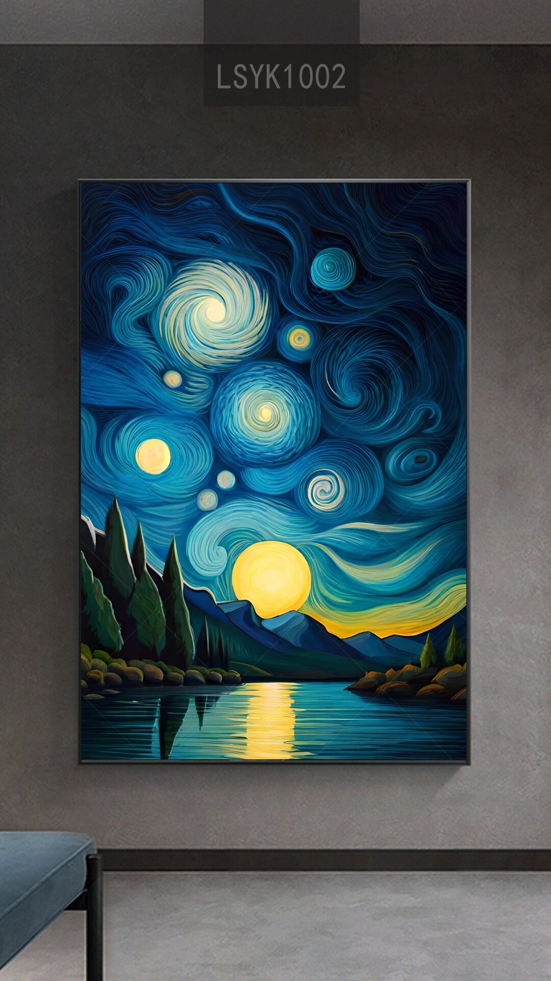 梵高风格星空星月夜风景装饰画高清图片素材图库