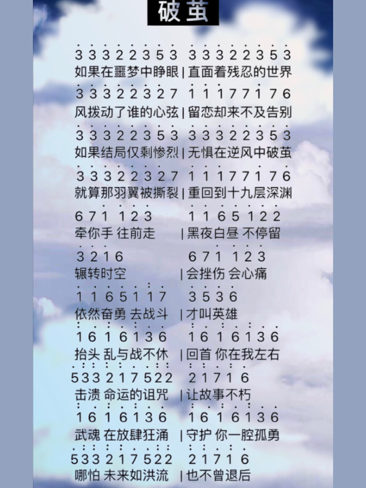 破茧数字简谱图片