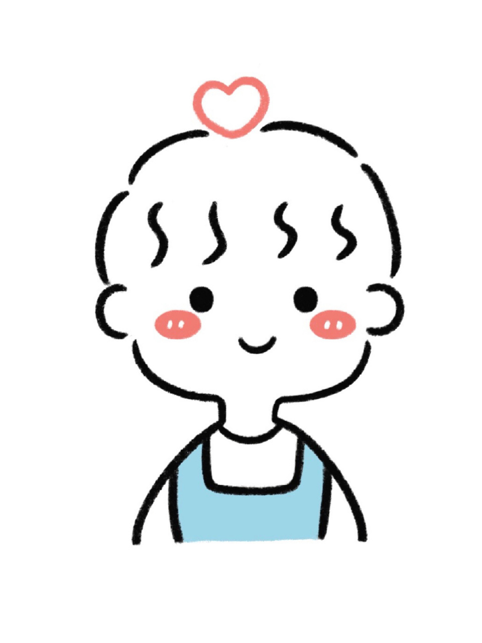 手残党学简笔画附教程7315可爱男孩头像 好久没有画过头像了,今天