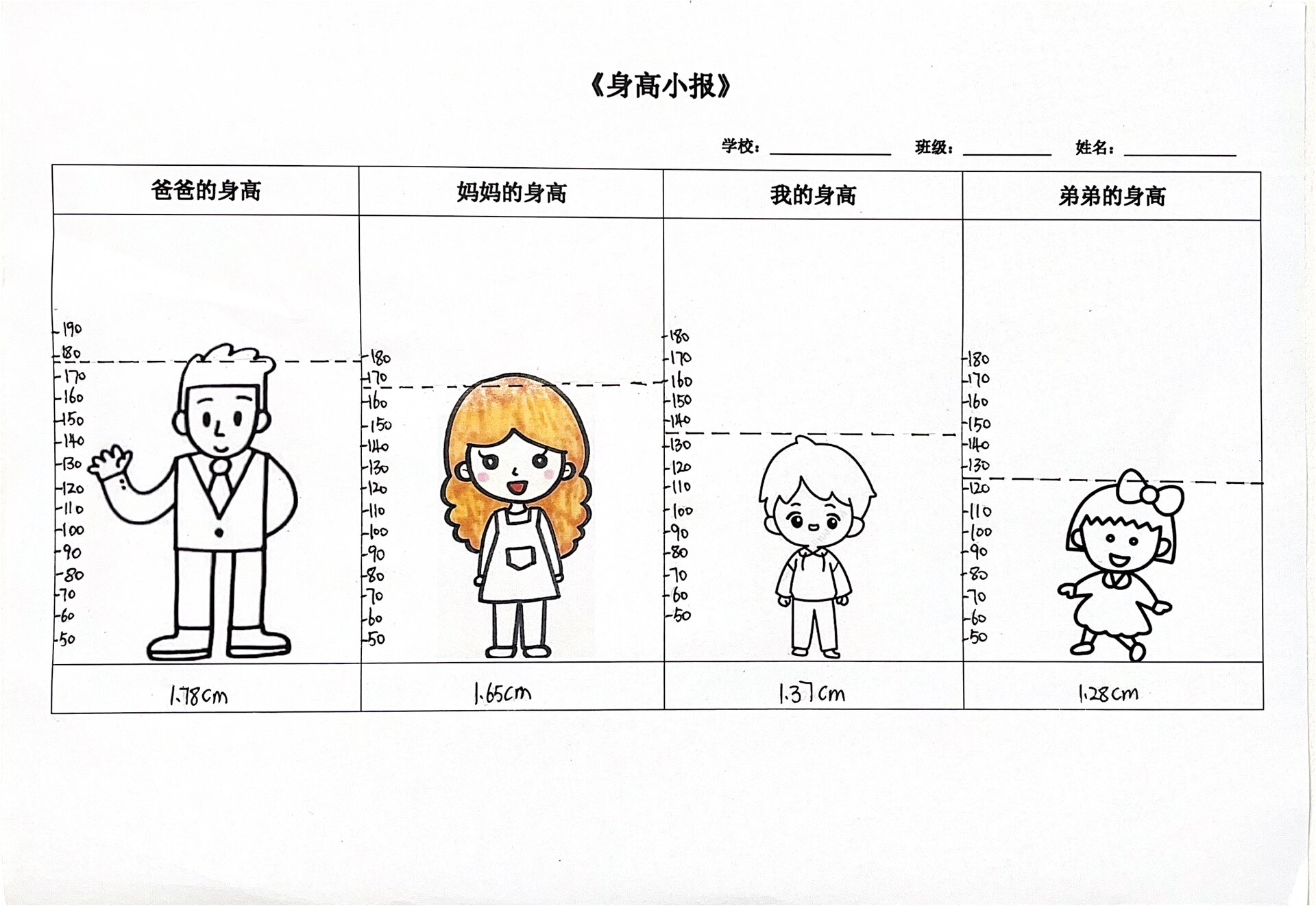 数学手抄报测量身高图片