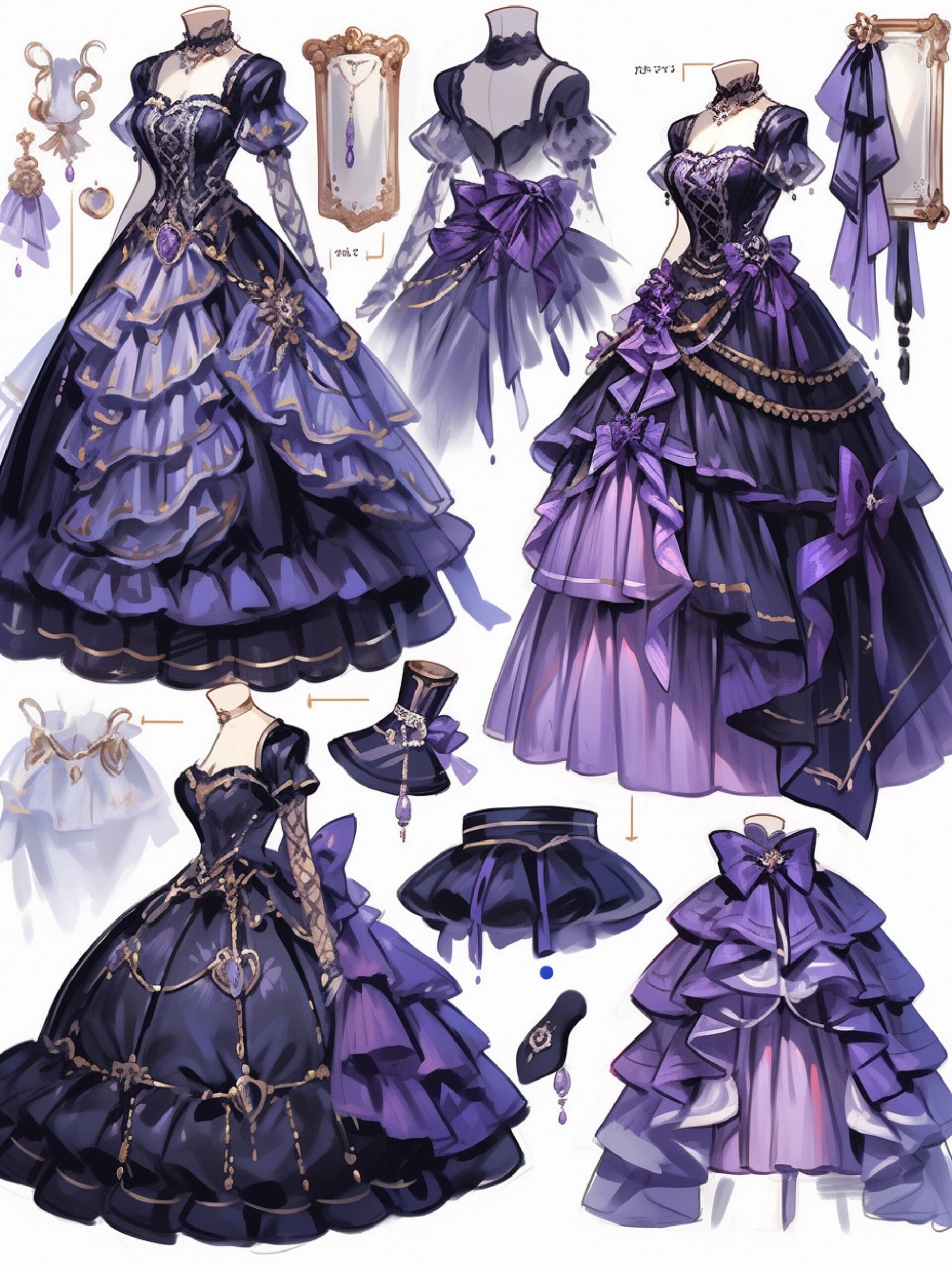 黑紫色小礼服裙‖服装展示