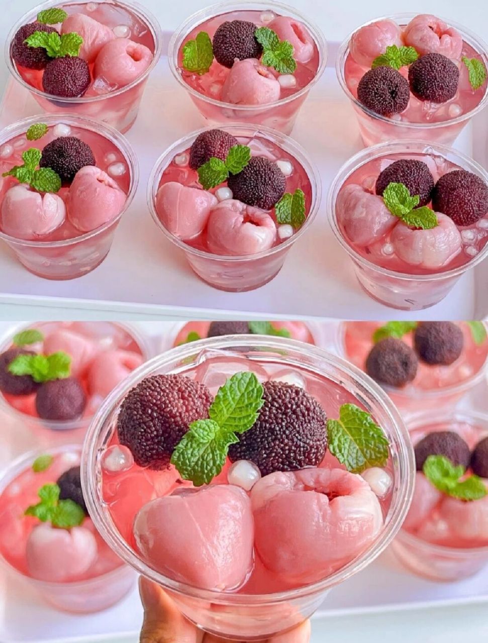 干了这杯酸甜巨好喝杨梅荔枝冰粉,每一口都是夏天的味道啊友友们!