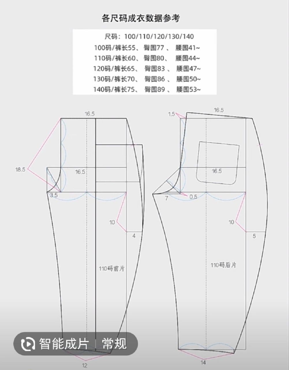 100—140儿童裤裁剪图 搬运分享,感谢原创作者记忆森林