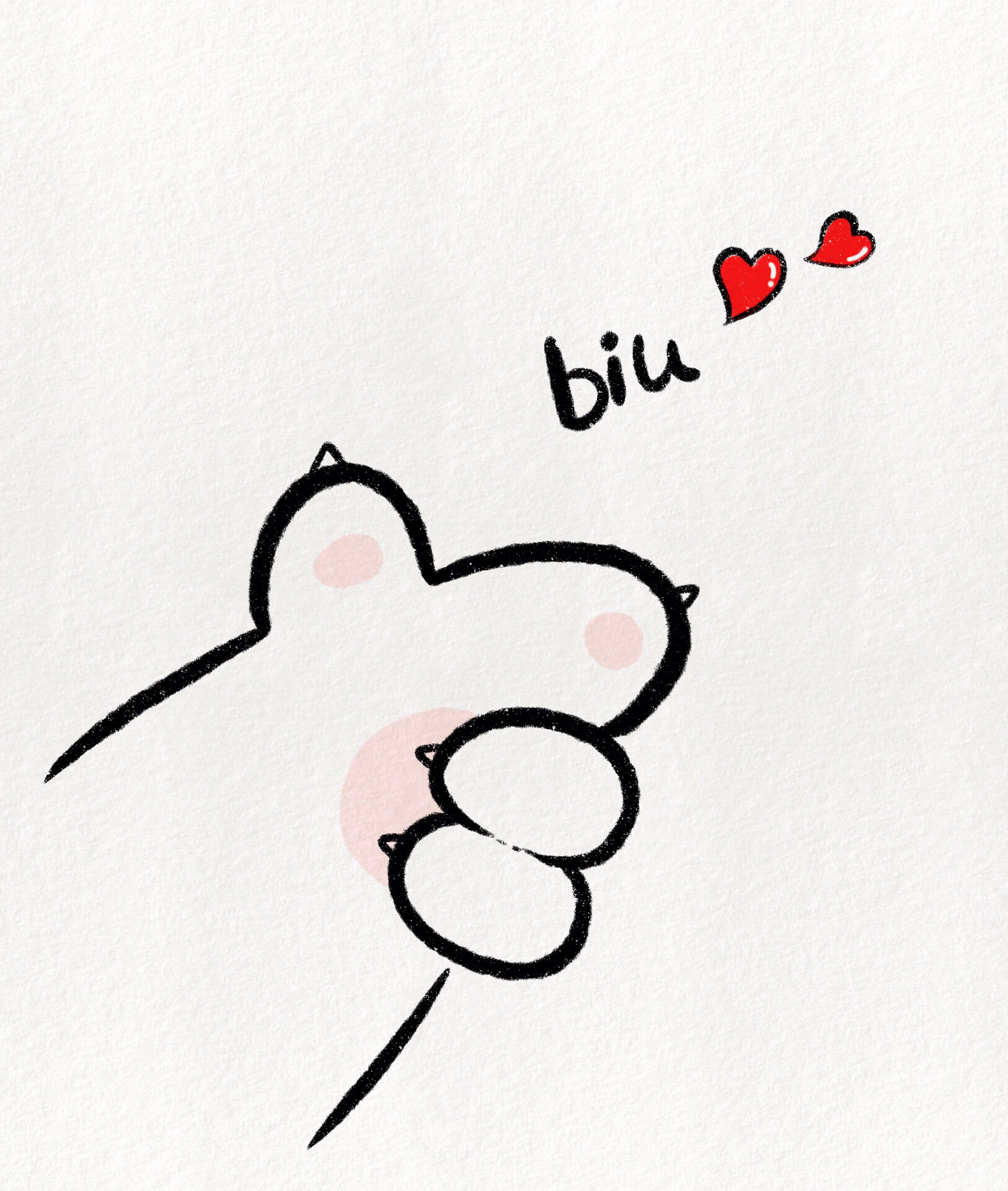 简笔画教程:biu～接受爱心吧,纸条小落款7815