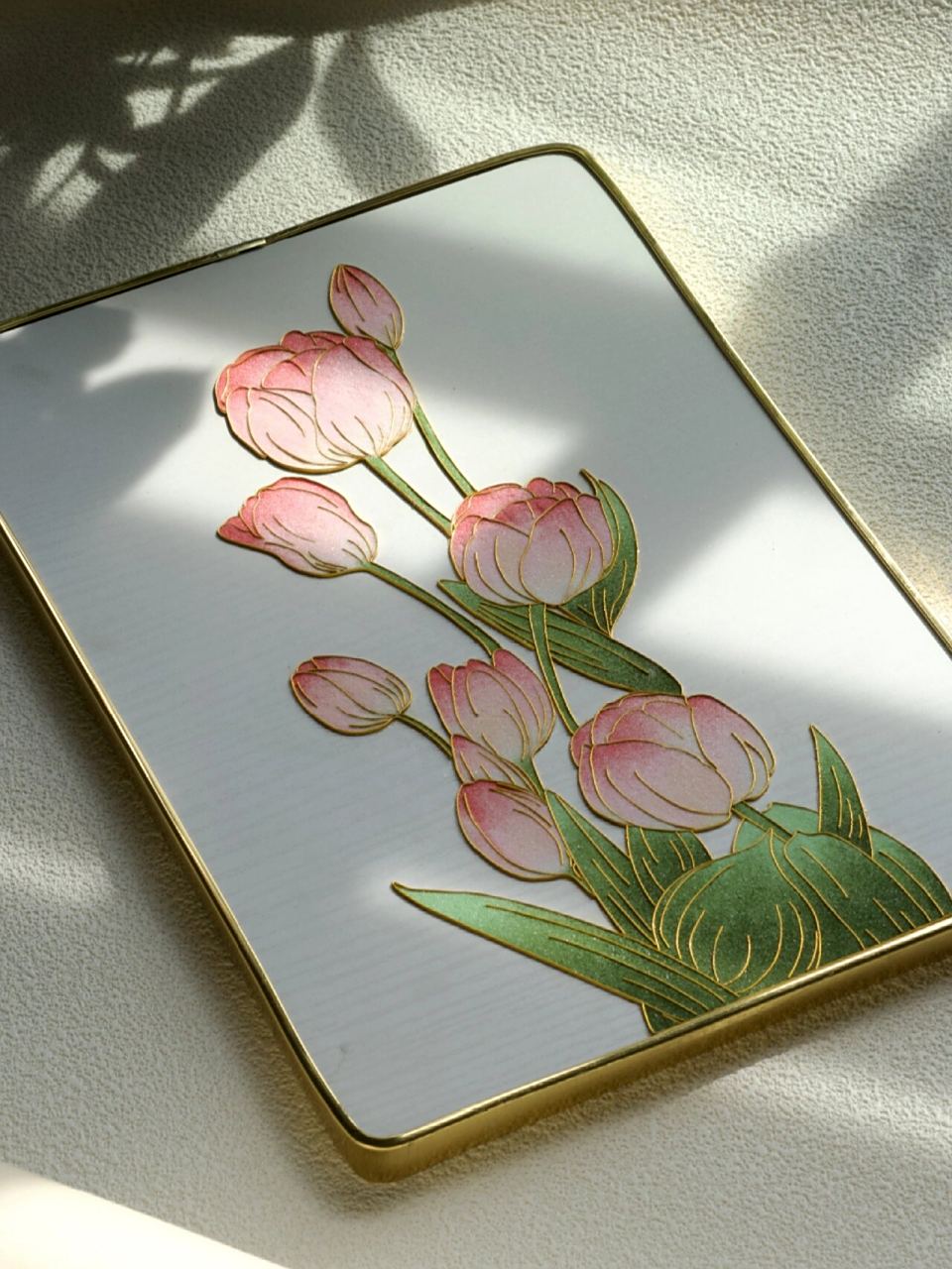 非遗掐丝画|93送自己一朵粉色浪漫郁金香 阳光下bulingbuling的 是